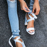 The Mia Faux Suede Lace Up Heel in Sky Blue Image - 1