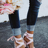 The Mia Faux Suede Lace Up Heel in Blush Image - 1