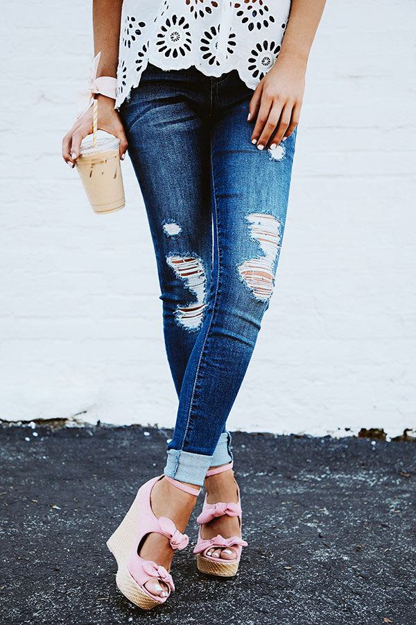 Delilah Mid Rise Distressed Skinny