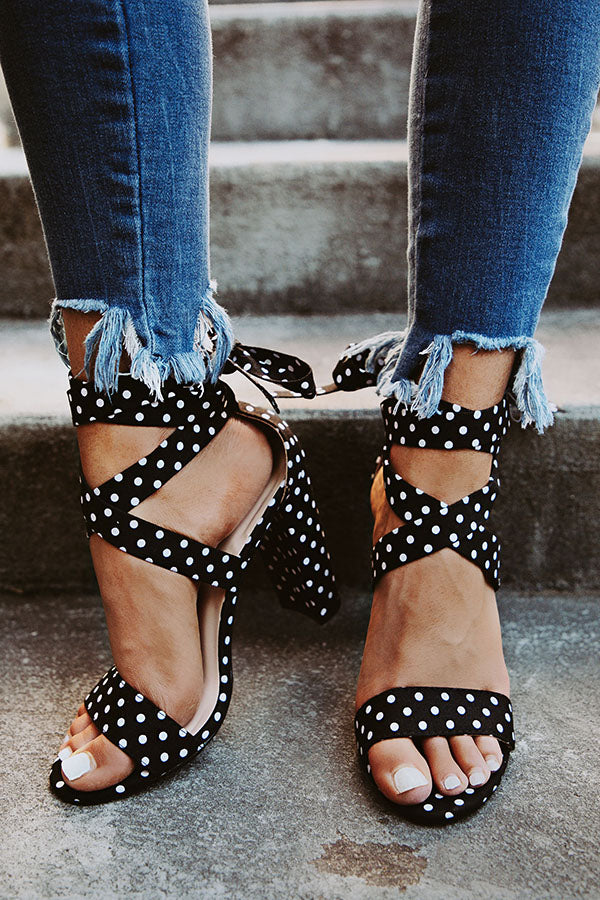 The Mia Polka Dot Lace Up Heel Image - 1