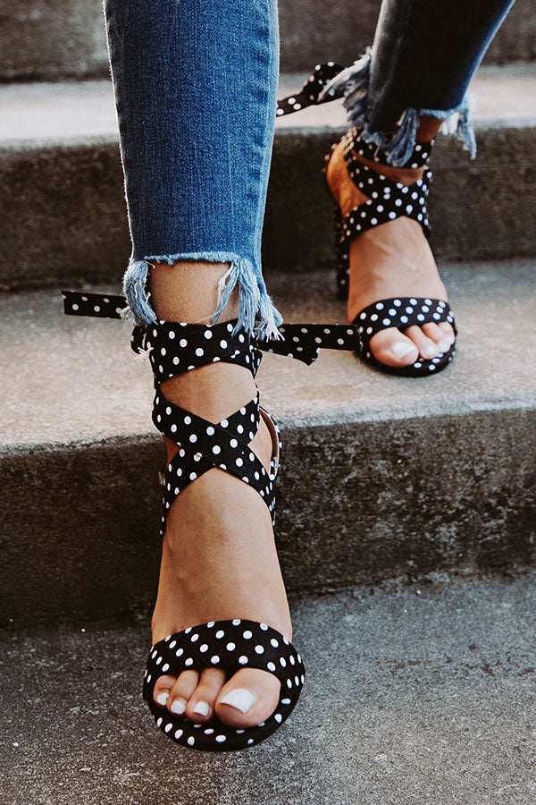 The Mia Polka Dot Lace Up Heel Image - 2