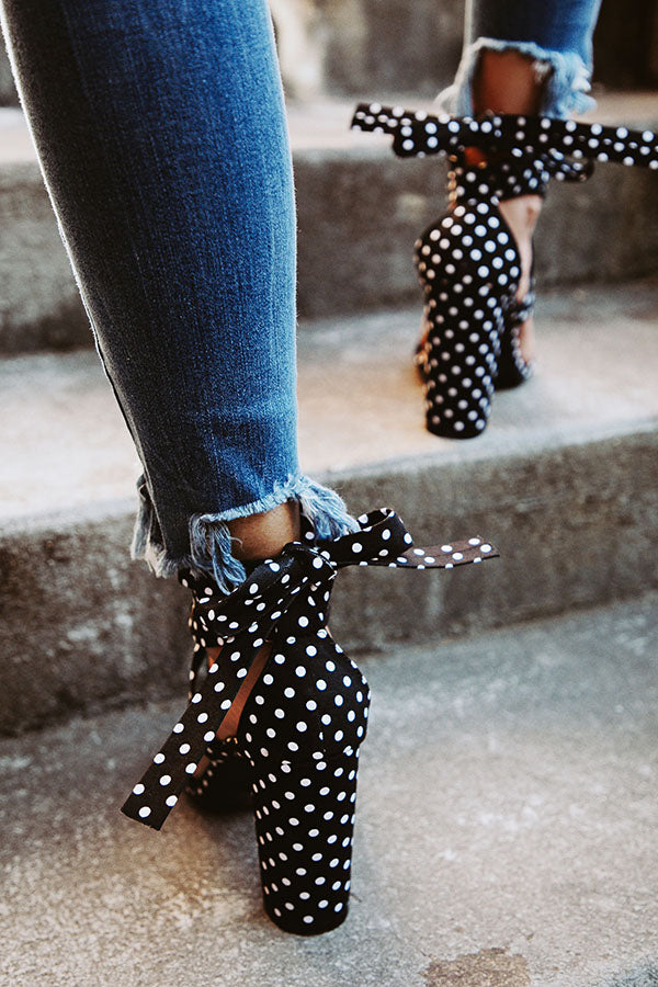 The Mia Polka Dot Lace Up Heel Image - 3
