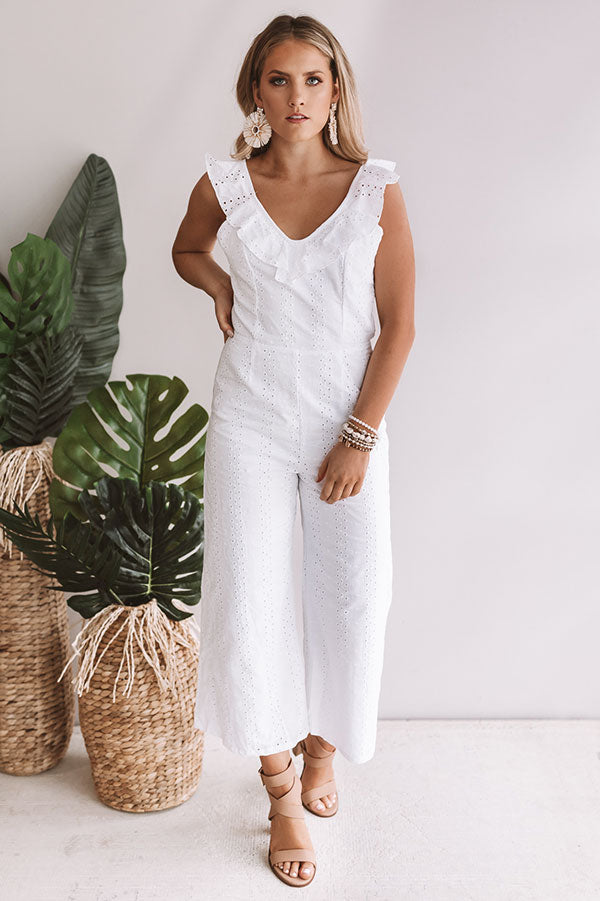 Sipping In Santorini Eyelet Jumpsuit Image - 1