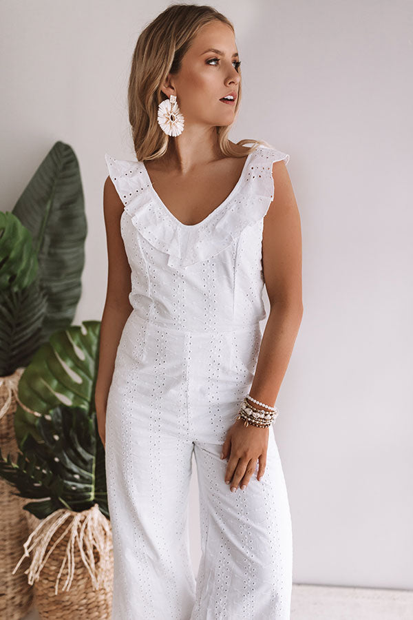 Sipping In Santorini Eyelet Jumpsuit Image - 3