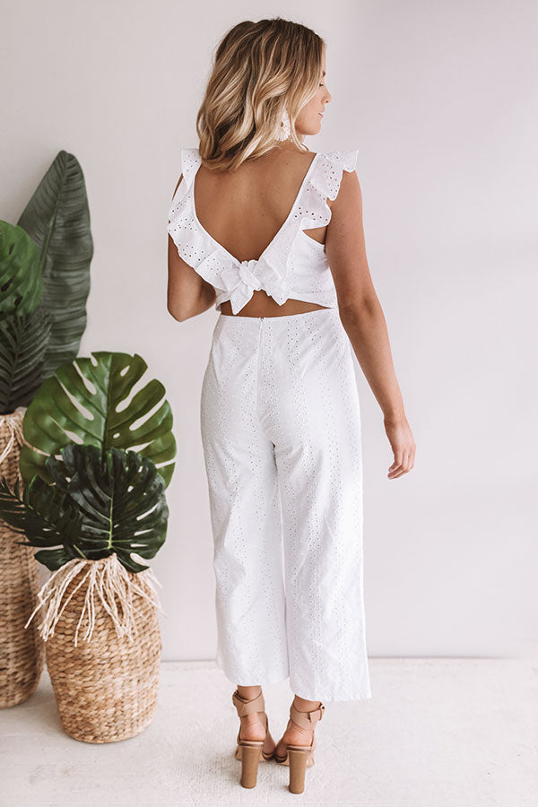 Sipping In Santorini Eyelet Jumpsuit Image - 5