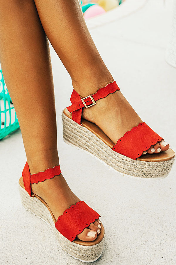 Seaside Heights Scallop Espadrille in Red