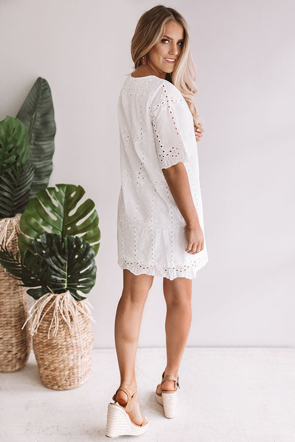 Ellis Island Eyelet Shift Dress in White Image - 5