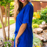Ellis Island Eyelet Shift Dress in Royal Blue Image - 1