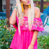 Harlow Embroidered Shift Top in Hot Pink Image - 1