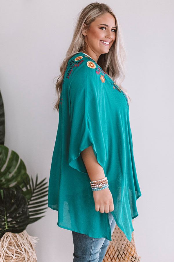 Island Time Embroidered Overlay In Jade Image - 3
