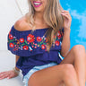 Harlow Embroidered Shift Top in Navy Image - 1