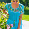 Call Me Beautiful Embroidered Top In Blue Image - 1