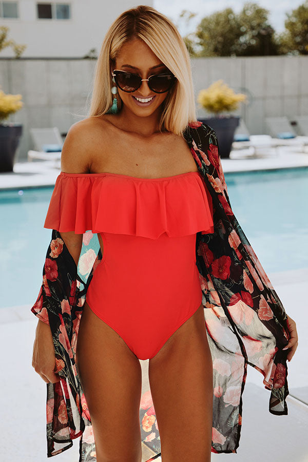 Barbados Babe Ruffle One Piece Swimsuit in Scarlet Image - 1