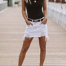 The Vivienne Distressed Denim Skirt in White Image - 1