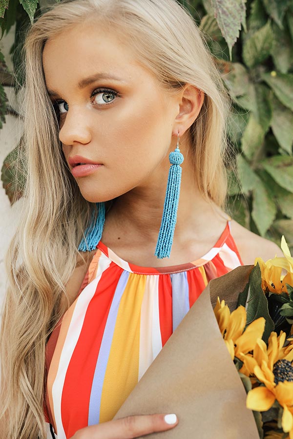 In The Spotlight Tassel Earrings In Airy Blue
