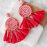 Right On Target Tassel Earrings In Red Image - 1