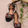 The Aria Embroidered Sandal in Black Image - 1
