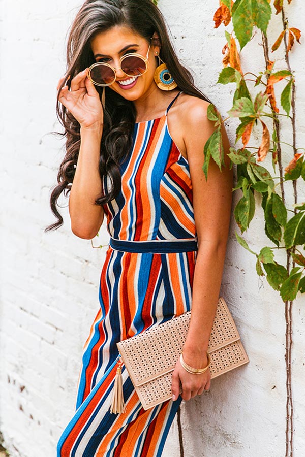 Santorini Sunset Striped Jumpsuit Image - 2