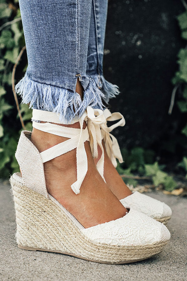 The Julia Crochet Lace Up Wedge