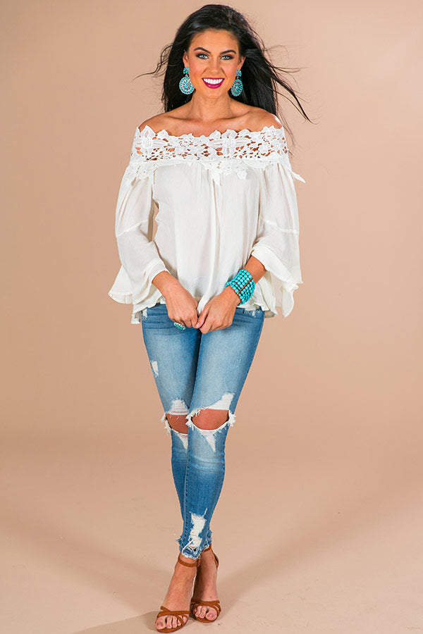 Mimosas in Maui Off Shoulder Top in Ivory Image - 1