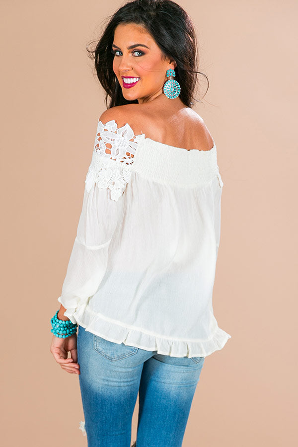 Mimosas in Maui Off Shoulder Top in Ivory Image - 2