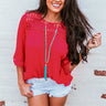 Wine Tour Crochet Shift Top in Raspberry Image - 1