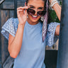 Sunshine Eyelet Shift Tee in Airy Blue Image - 1
