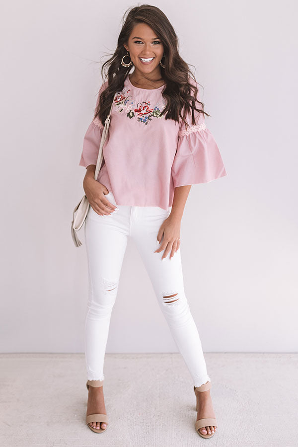 Hampton Bay Embroidered Top in Red Image - 1