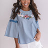 Hampton Bay Embroidered Top in Blue Image - 1