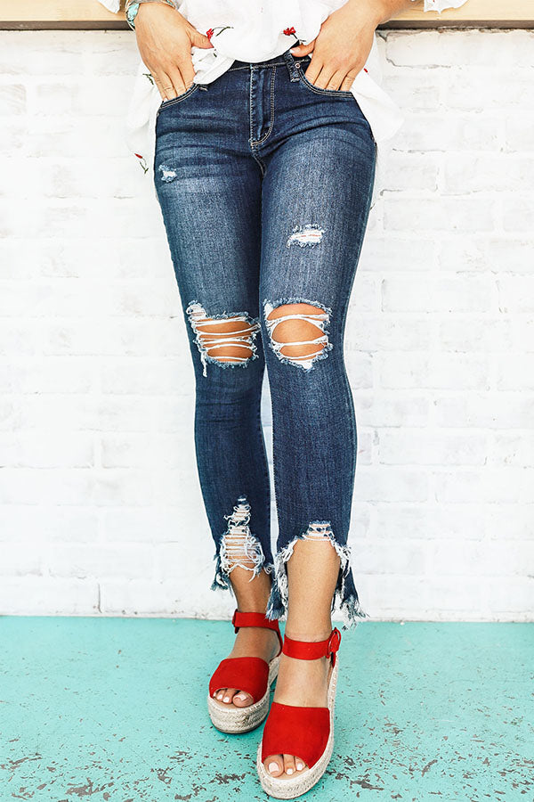 The Quinn Mid Rise Distressed Skinny