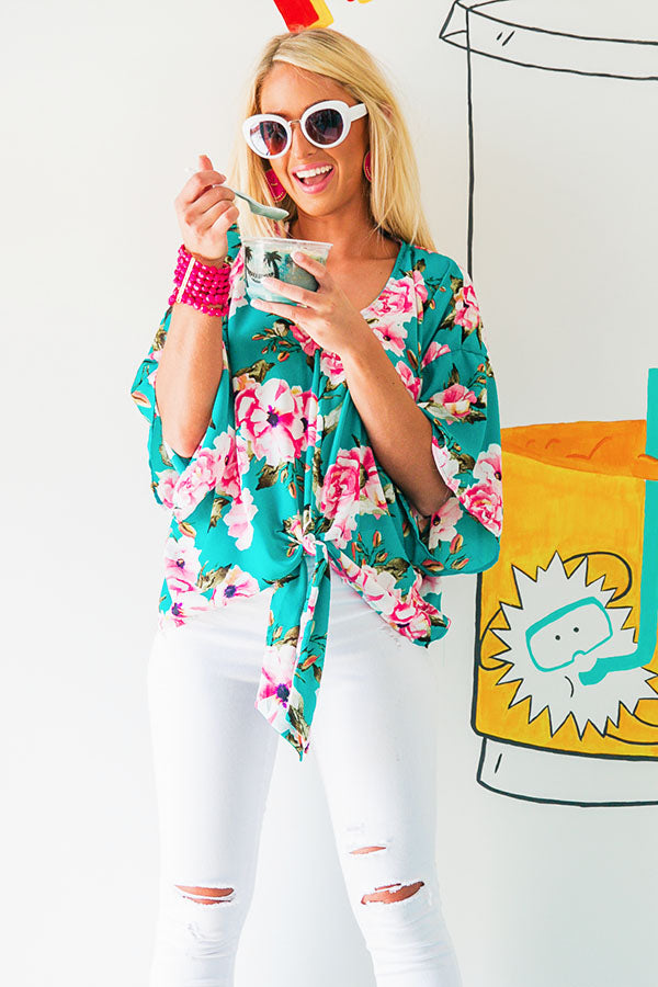 Garden Mingle Floral Shift Top in Jade