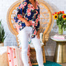 Garden Mingle Floral Shift Top in Navy Image - 1