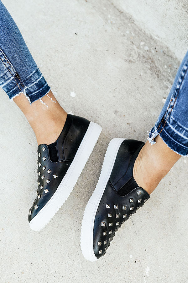 The Katey Faux Leather Sneaker in Black Image - 5