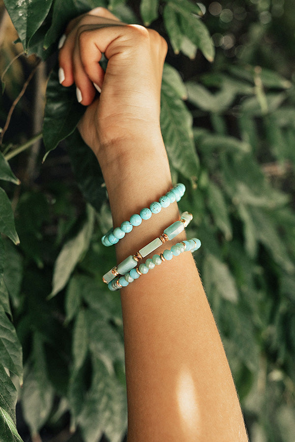 Big City Dreaming Bracelet Set In Aqua Sky