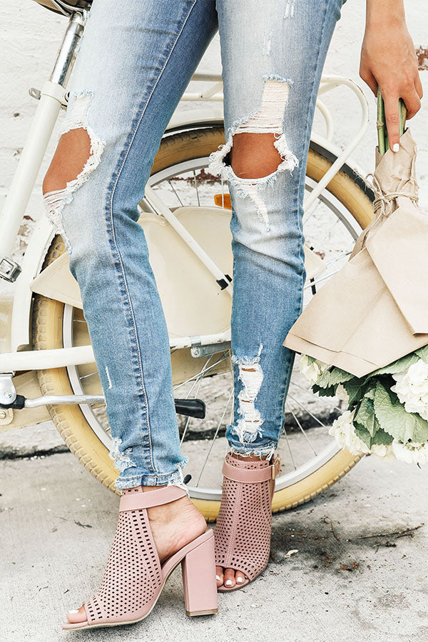 The Saylie Peep Toe Heel in Blush