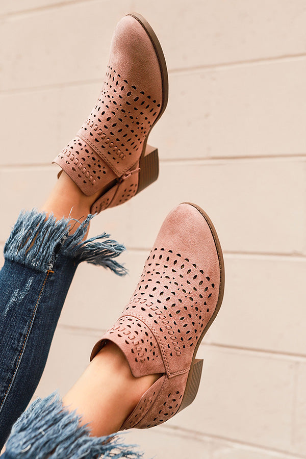 The Jenna Perforated Bootie in Blush Image - 3