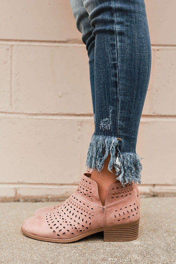The Jenna Perforated Bootie in Blush Image - 2
