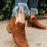 The Jenna Perforated Bootie in Chocolate Image - 1