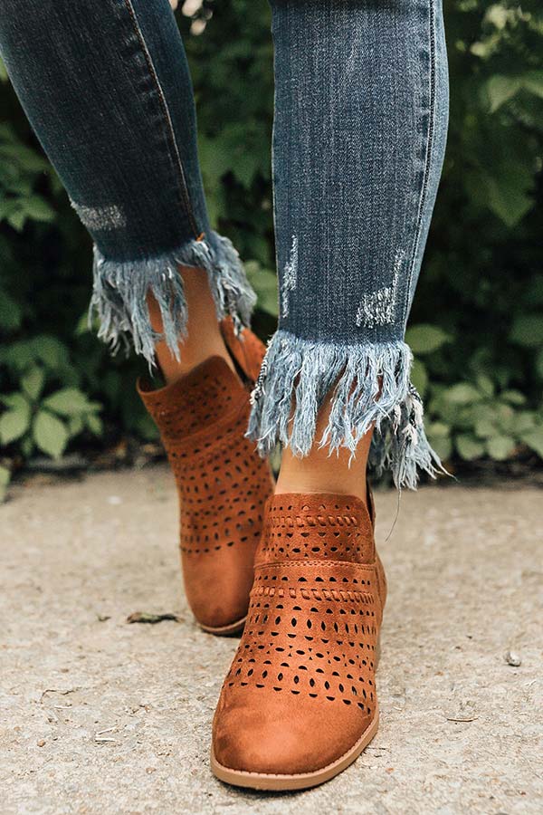 The Jenna Perforated Bootie in Chocolate Image - 4