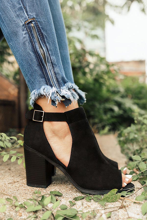 The Addison Peep Toe Bootie in Black Image - 2