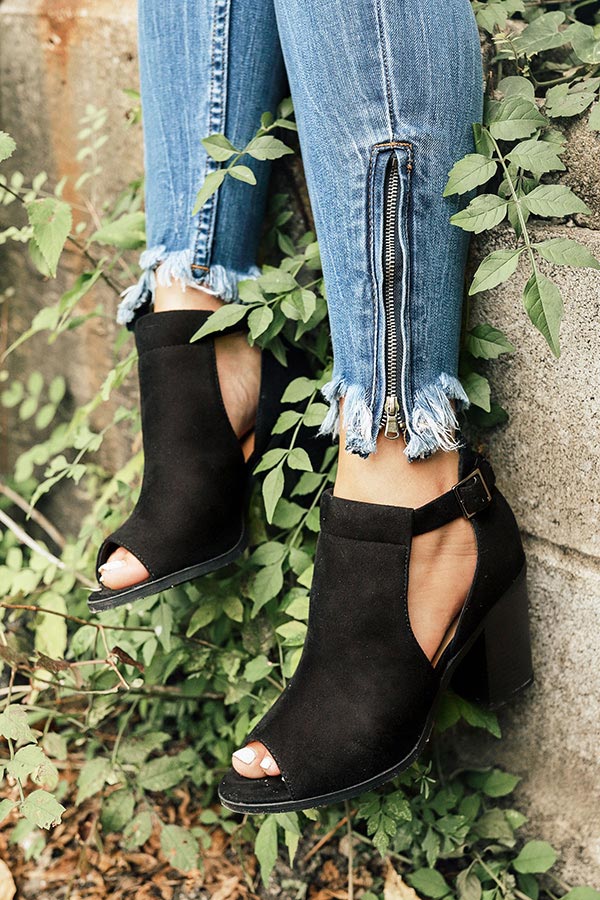 The Addison Peep Toe Bootie in Black Image - 1