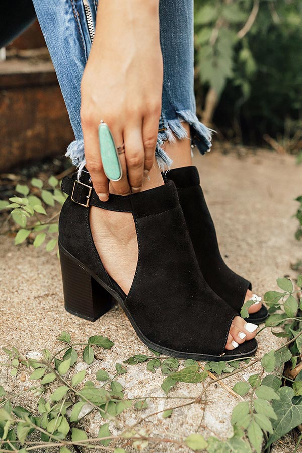 The Addison Peep Toe Bootie in Black Image - 3