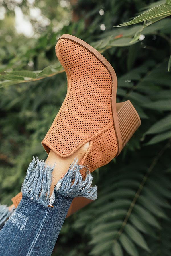The Stella Perforated Bootie in Tan Image - 3