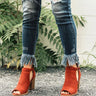 The Addison Peep Toe Bootie in Rustic Wine Image - 1