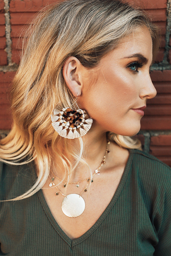 Champagne Sparkle Earrings In Iced Latte