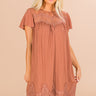 Jetting To Rome Lace Shift Dress in Chocolate Image - 1
