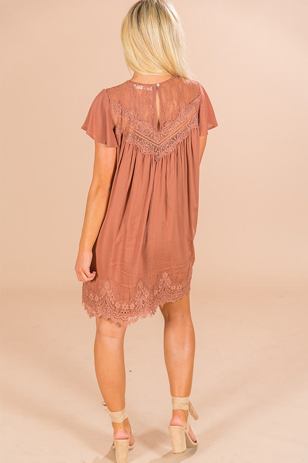 Jetting To Rome Lace Shift Dress in Chocolate Image - 5
