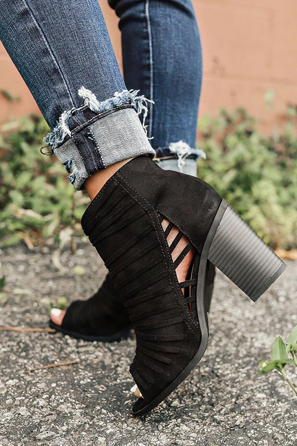 The Charlie Peep Toe Bootie in Black