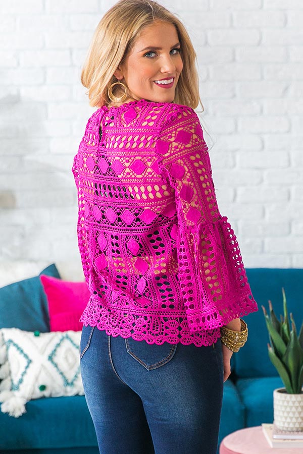 Calabasas Crochet Shift Top in Berry Image - 5
