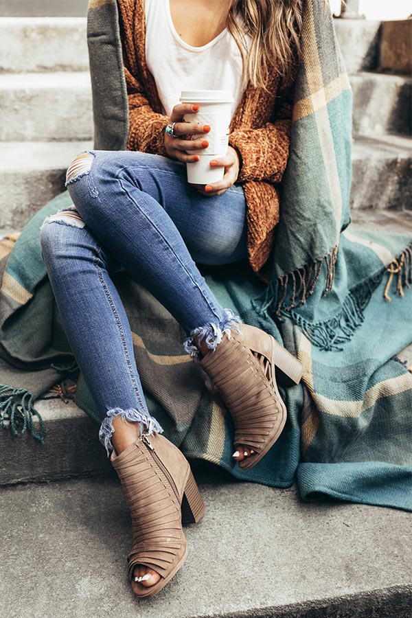 The Charlie Peep Toe Bootie in Taupe Image - 1